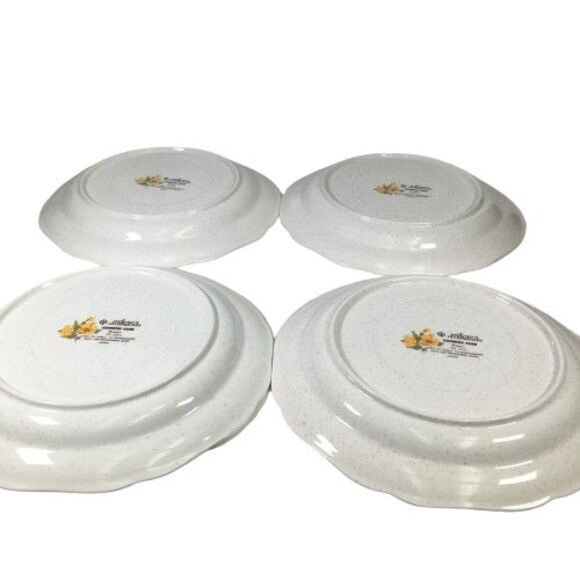 SET OF 4 Mikasa Country Club Amy Dinner Plates CA 503 Blue Yellow Floral 10 3/4" - Picture 8 of 10